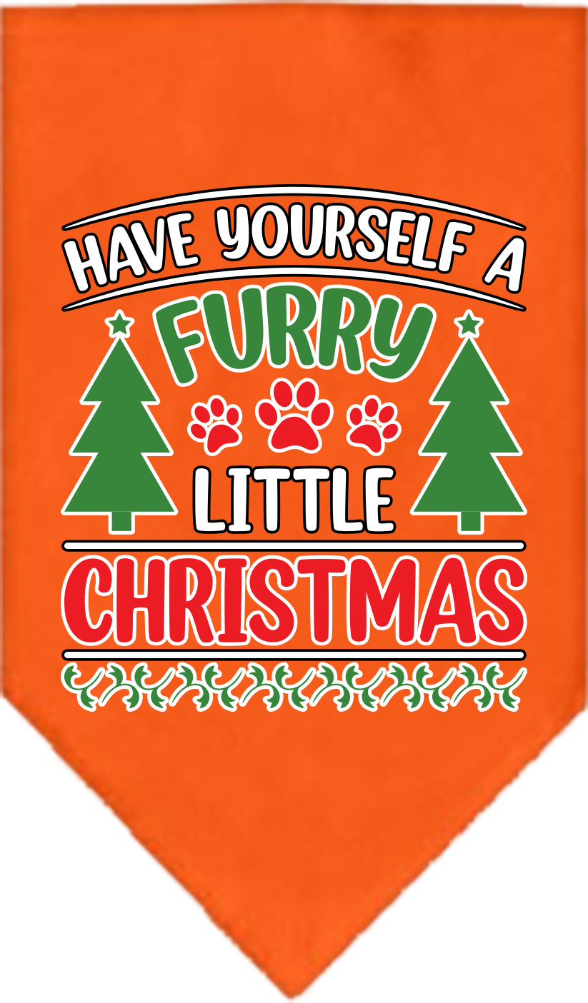 Furry Little Christmas Screen Print Bandana Orange Size Large